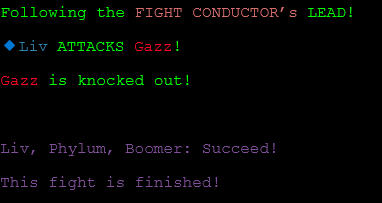 Combat will persist until either side is defeated and can no longer fight. End of Combat status is marked in purple. Some fights may persist between chapters, so take care to plan your commands in advance!