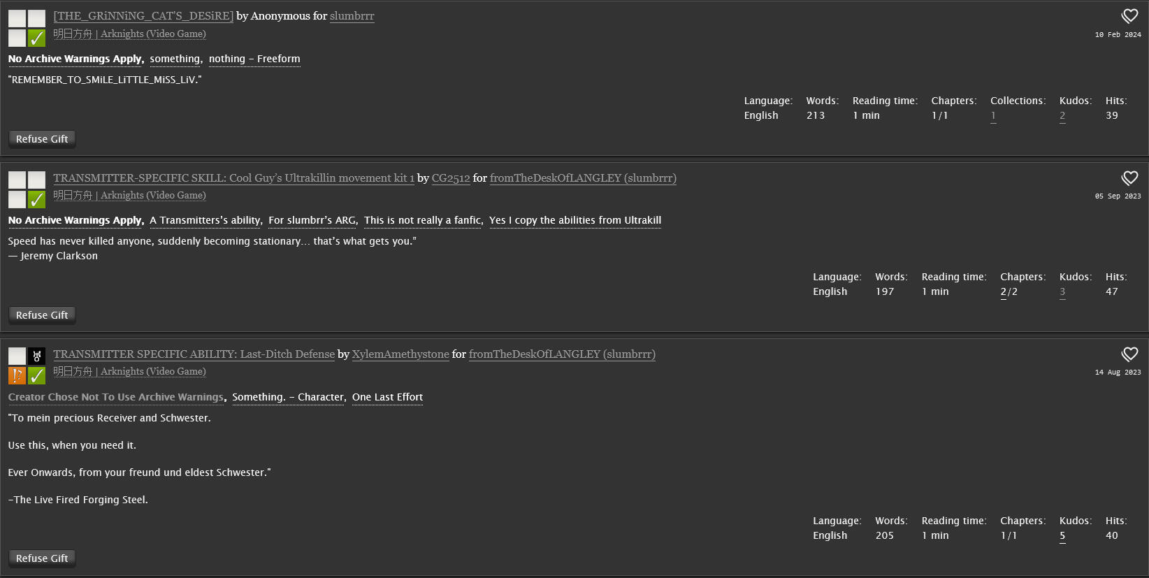 ...or by creating them yourself, and GIFTING them to fromTheDeskOfLANGLEY (/slumbrrr)!